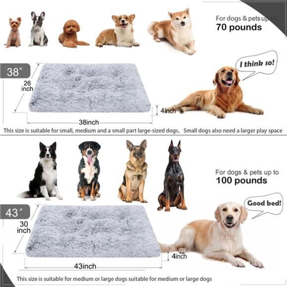 Large Plush Dog Pet Bed,Washable Dog mat with Non-Slip Bottom Large Dogs 38x26 - Picture 5 of 7